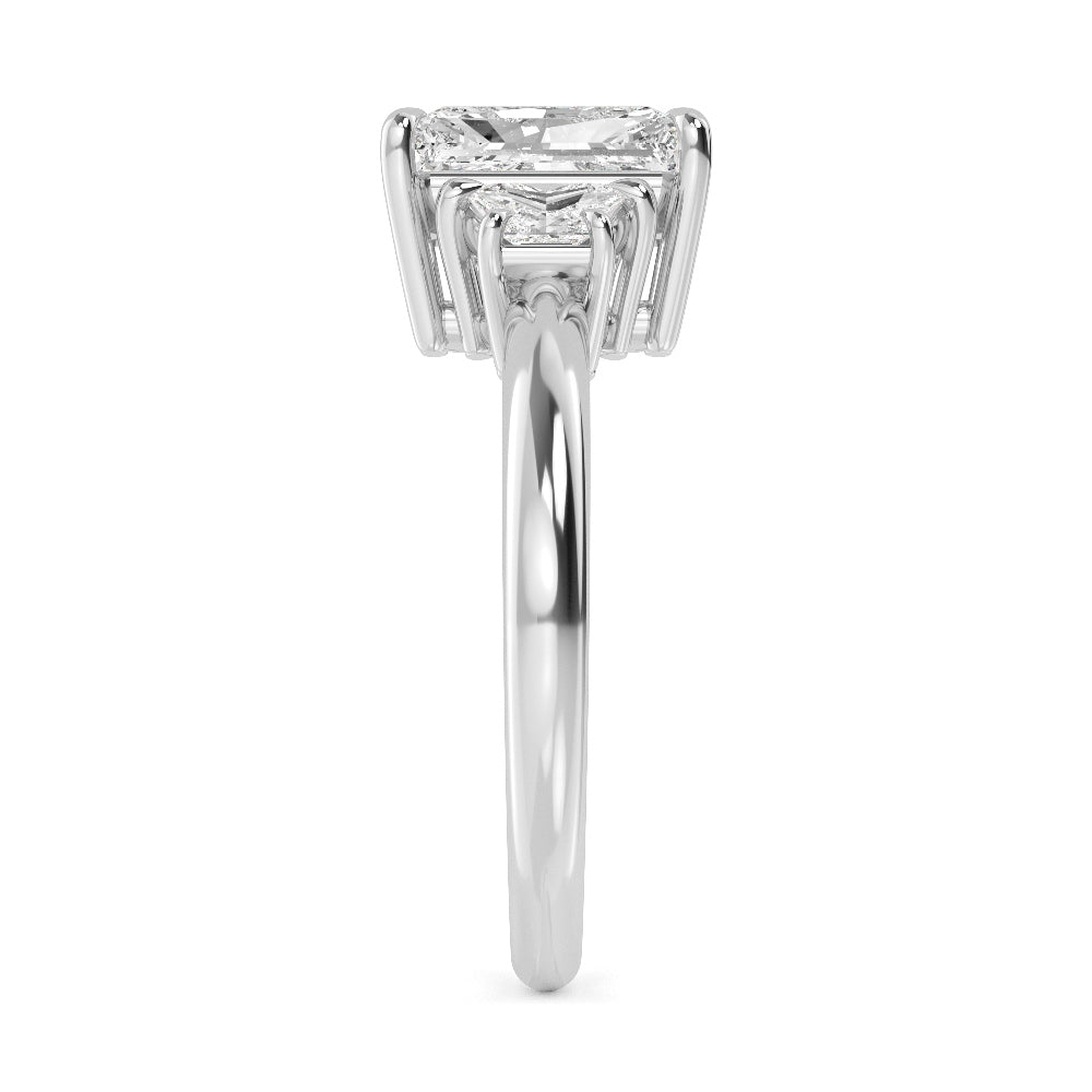 2.50ctw Radiant and Trapezoid cut Lab Grown Diamond Trilogy Engagement Ring