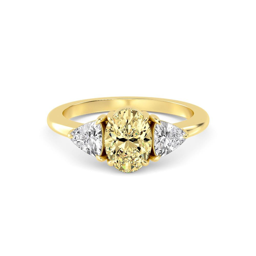 2.00ctw Oval cut Yellow Lab Grown Diamond Trilliant Trilogy Engagement Ring