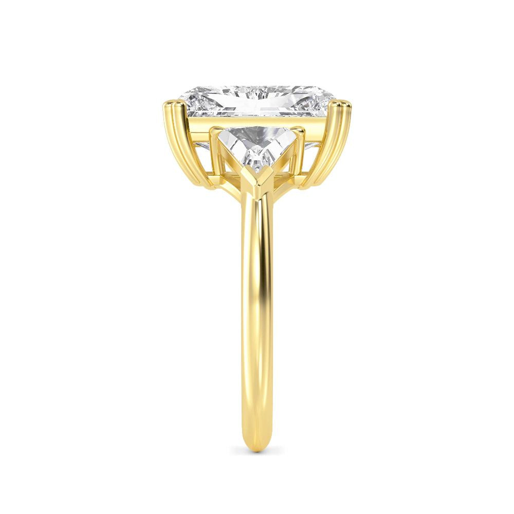 5.80ctw Radiant and Trilliant cut Lab Grown Diamond Trilogy Engagement Ring