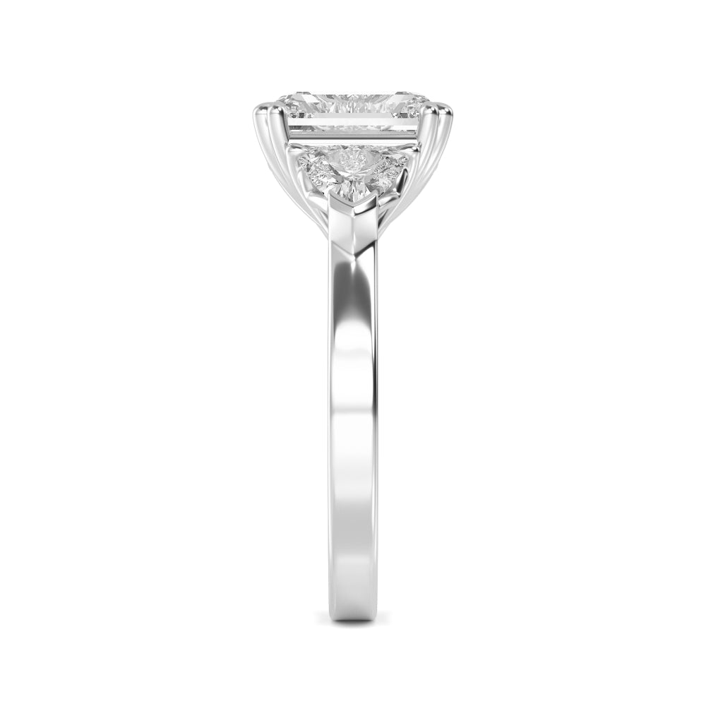 4.00ctw Asscher cut and Trilliant Lab Grown Diamond Trilogy Engagement Ring