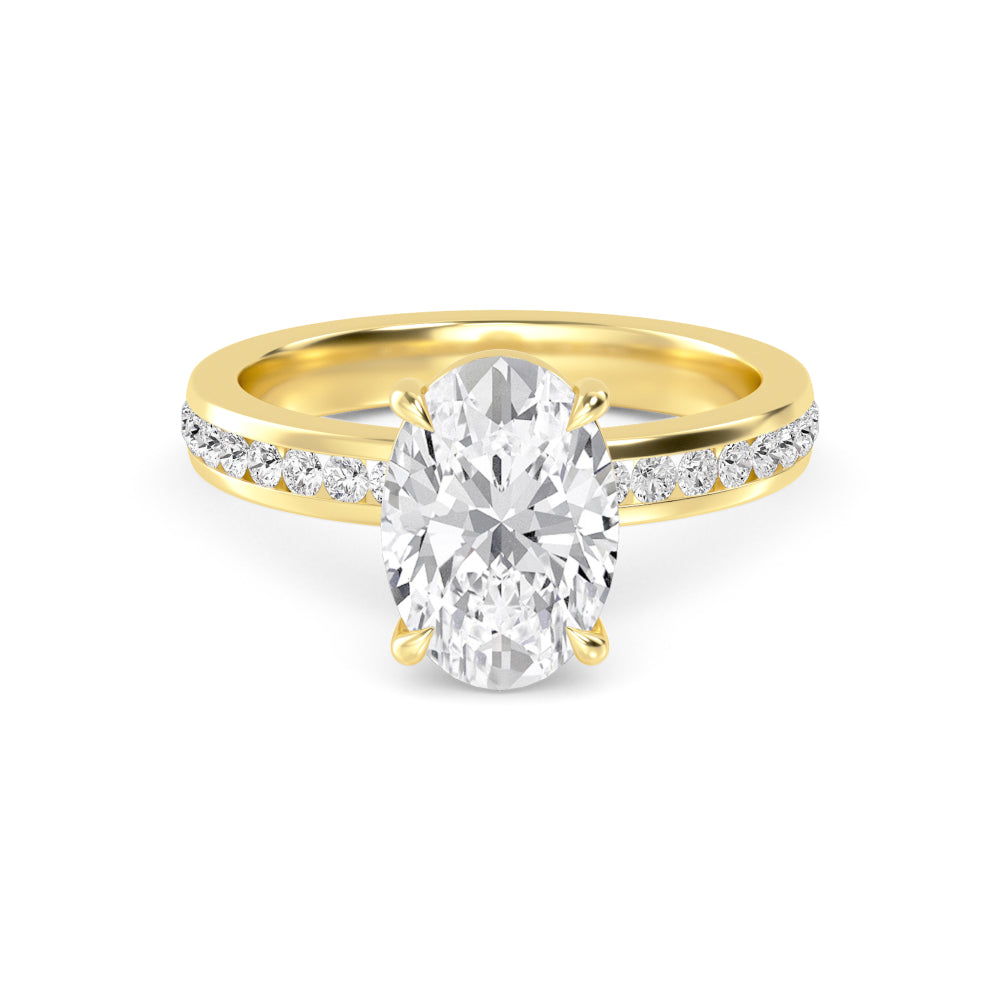 3.20ctw Oval cut Lab Grown Diamond Channel Set Engagement Ring
