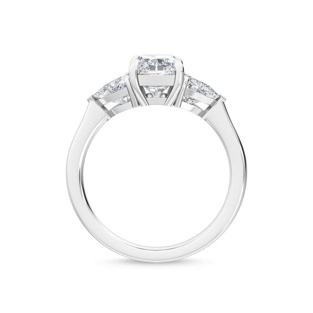 2.00ctw Radiant and Trilliant cut Lab Grown Diamond Trilogy Engagement Ring