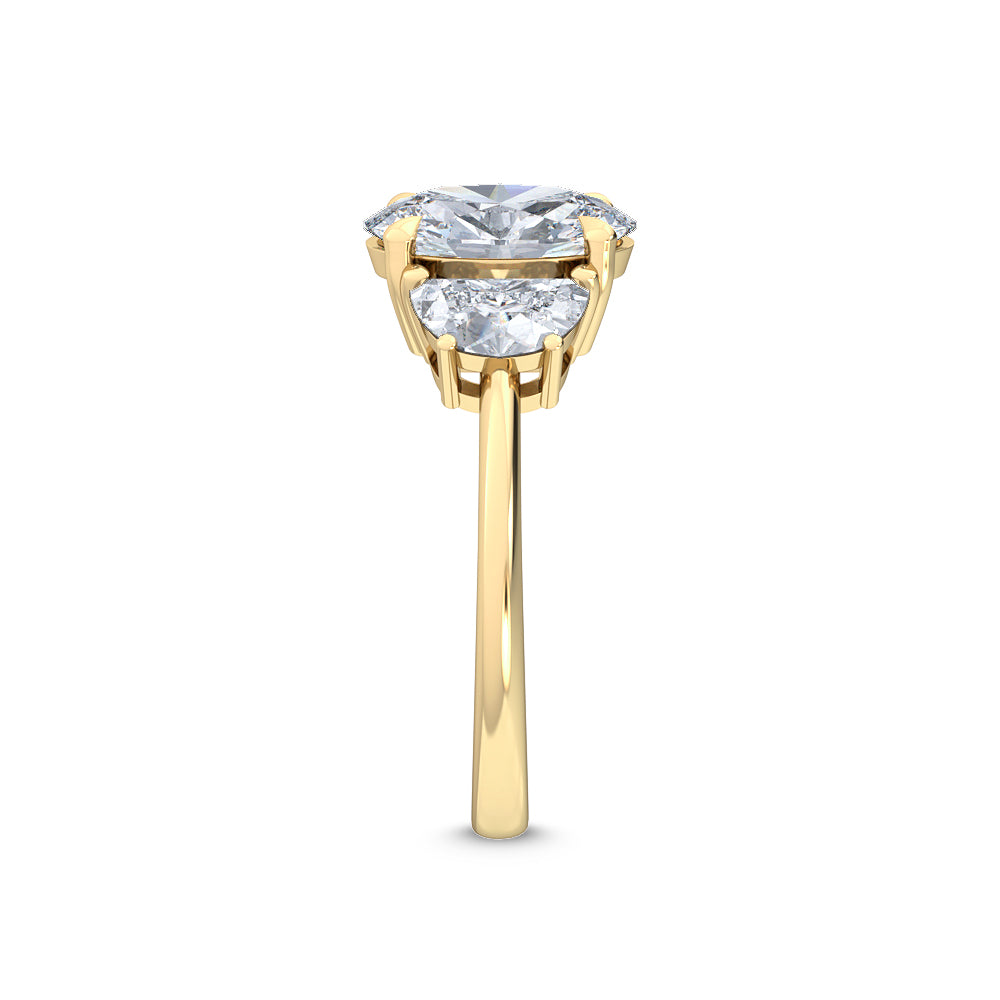 3.00ctw Oval and Half Moon cut Lab Grown Diamond Trilogy Engagement Ring
