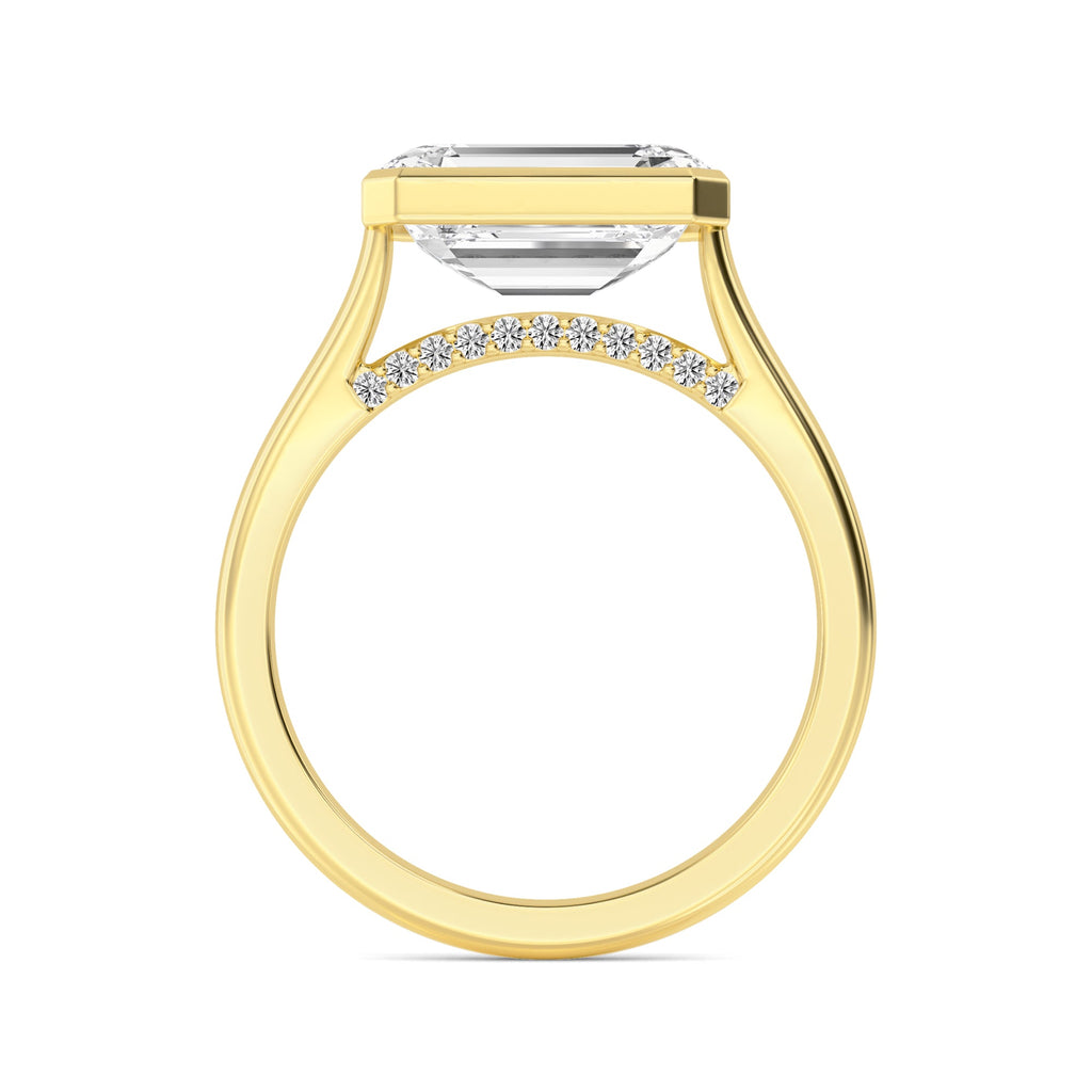 3.00ct Emerald cut Lab Grown Diamond Solitaire East-West Bezel Engagement Ring