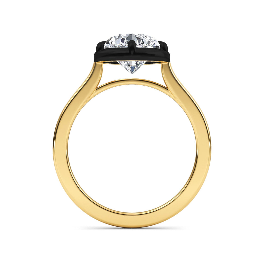 3.00ctw Pear cut Lab Grown Diamond Blackened Gold Georgian Cut Down Engagement Ring