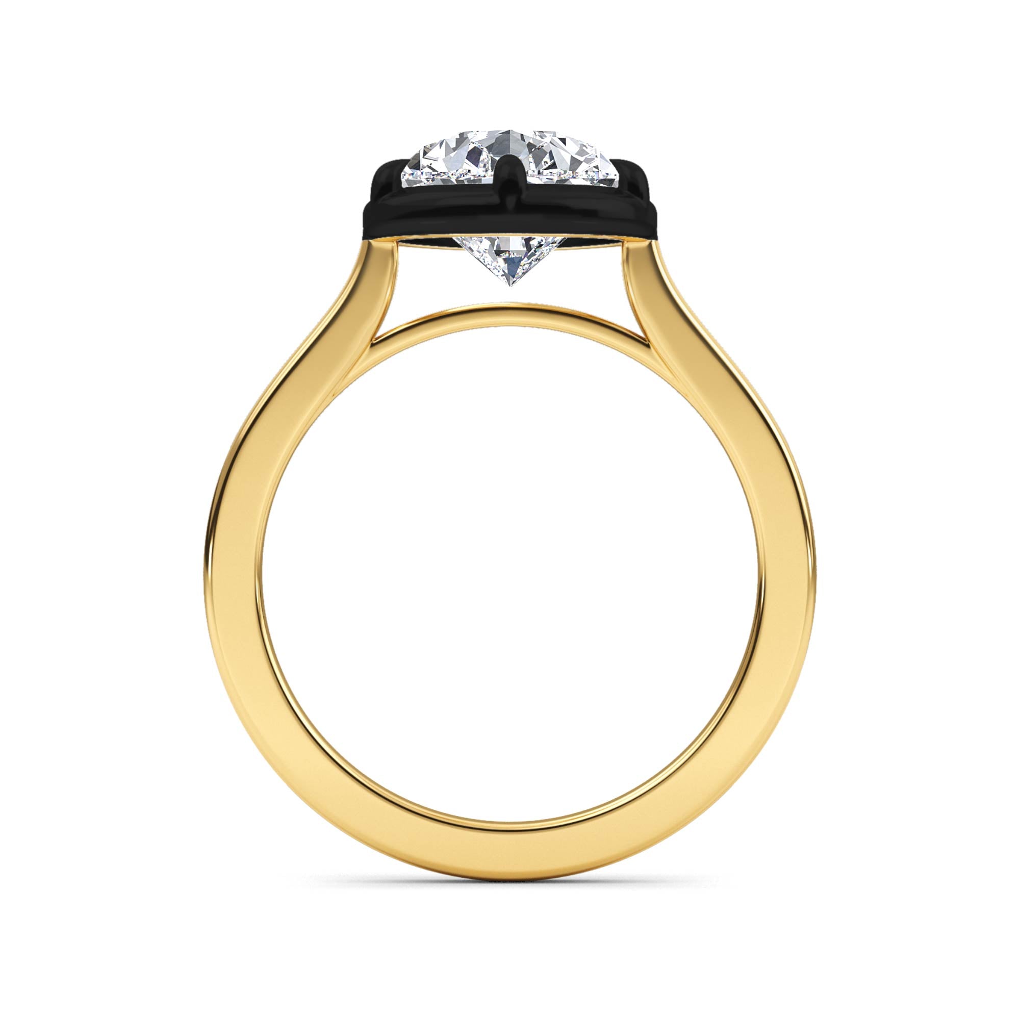 3.00ctw Pear cut Lab Grown Diamond Blackened Gold Georgian Cut Down Engagement Ring