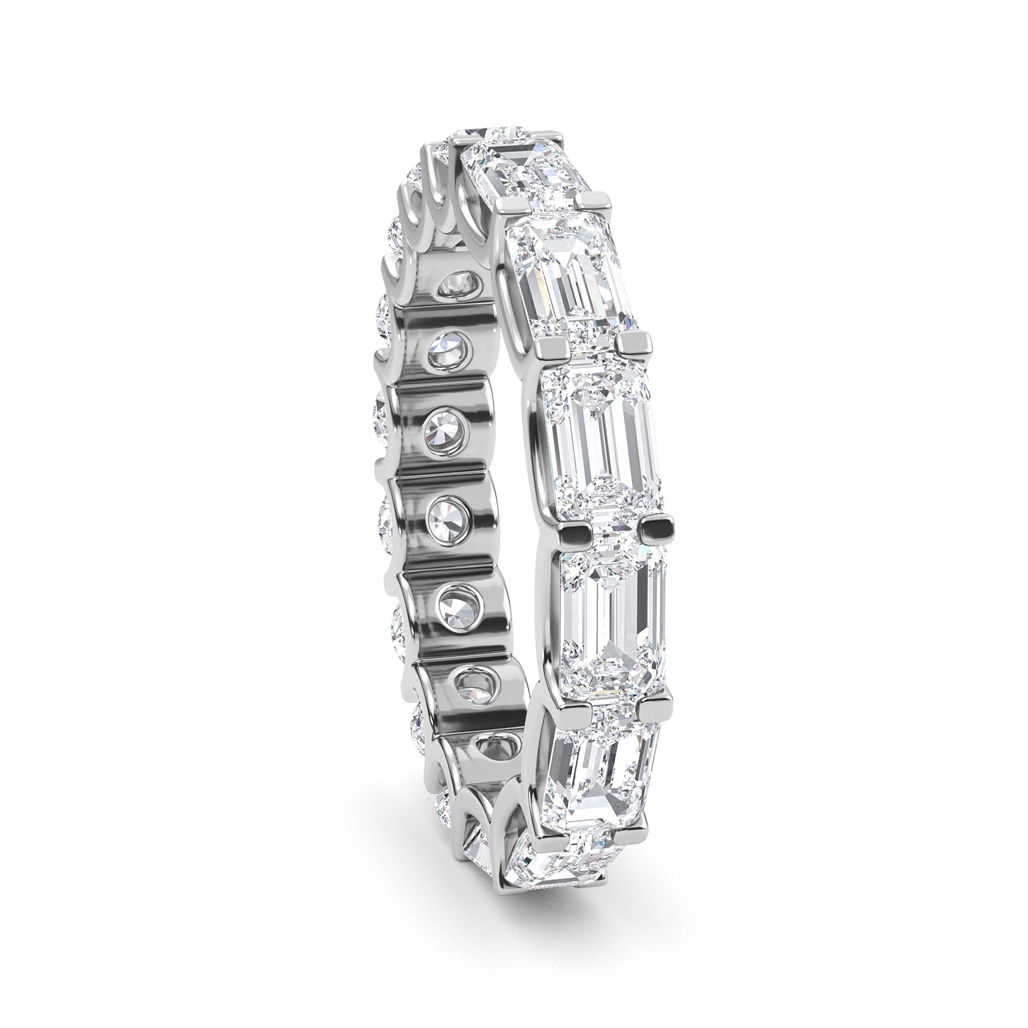 2.76ct Emerald and Round cut Half and Half Full Eternity Ring