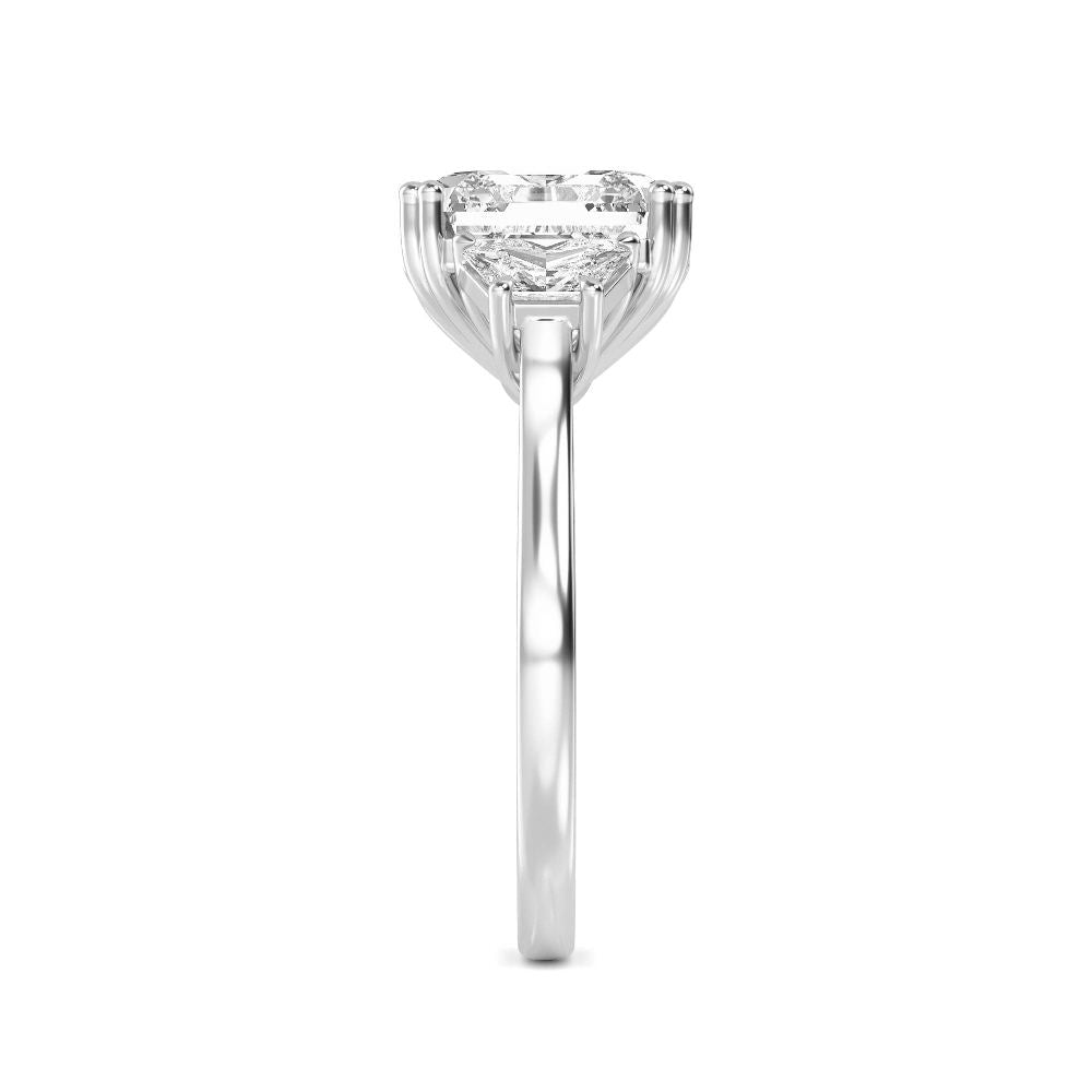 5.90ctw Asscher and Trapezoid cut Lab Grown Diamond Trilogy Engagement Ring