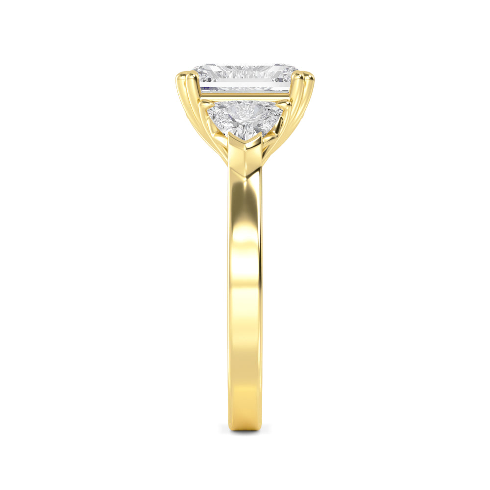 4.00ctw Asscher cut and Trilliant Lab Grown Diamond Trilogy Engagement Ring