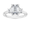 2.60ctw Emerald and Trapezoid cut Lab Grown Diamond Trilogy Engagement Ring