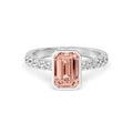 2.50ct Emerald cut Pink Lab Grown Diamond Solitaire Bezel Diamond Band Engagement Ring
