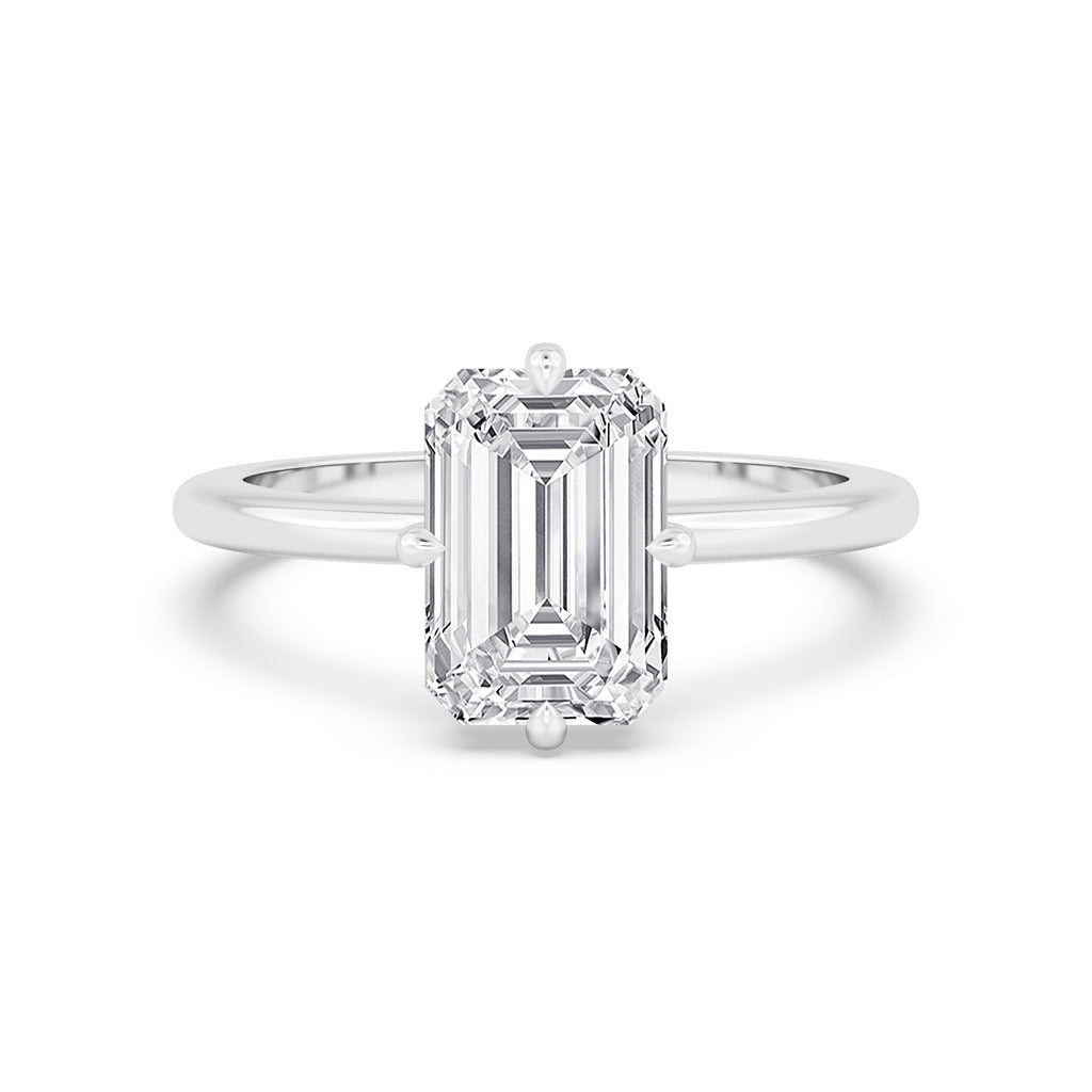 3.00ct Emerald cut Lab Grown Diamond Solitaire Compass Engagement Ring