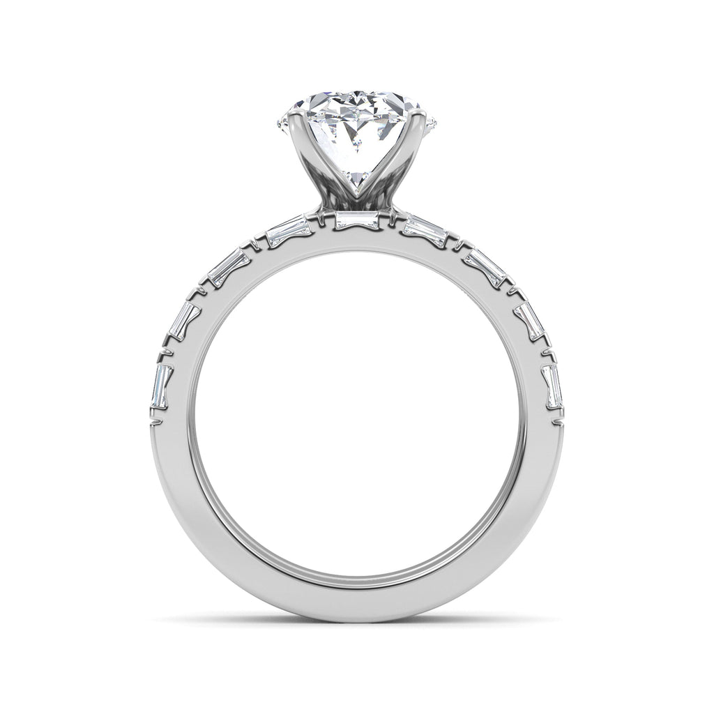 4.97ctw Oval cut Lab Grown Diamond Exceptional Engagement and Emerald cut Wedding Ring Set