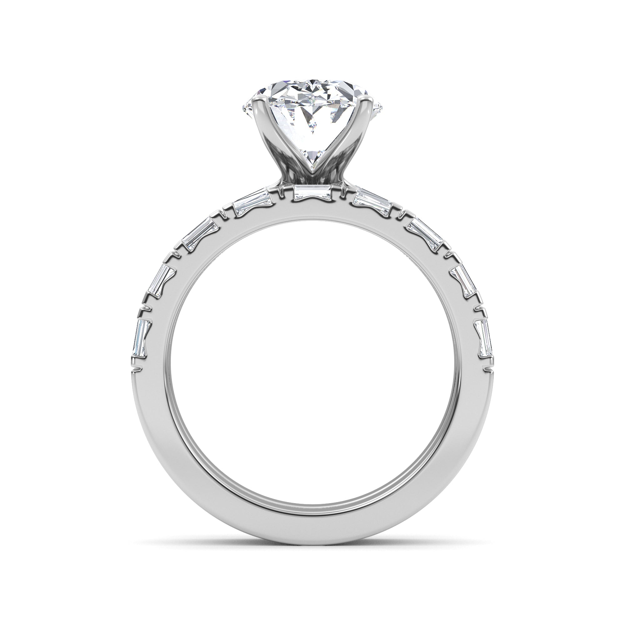 4.97ctw Oval cut Lab Grown Diamond Exceptional Engagement and Emerald cut Wedding Ring Set