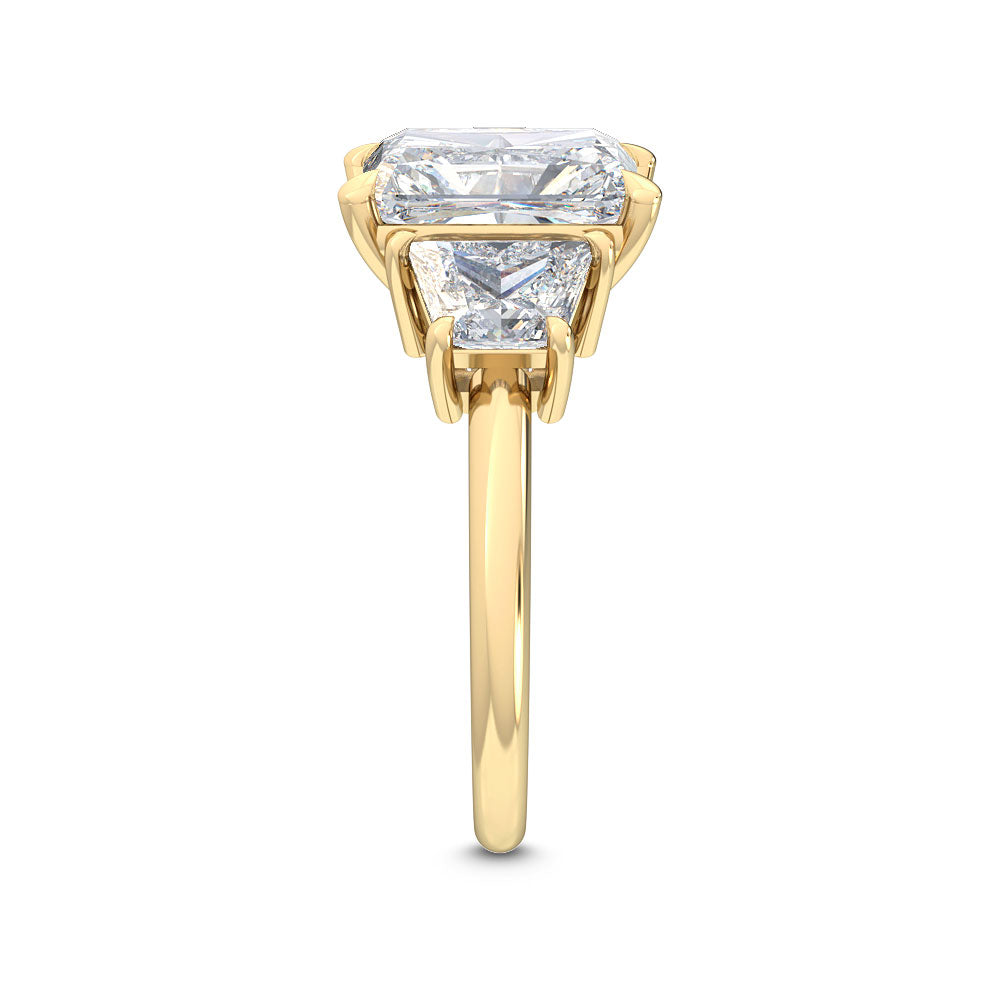 4.00ctw Radiant cut and Trapezoid Lab Grown Diamond Trilogy Engagement Ring