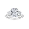 4.00ctw Radiant cut and Trapezoid Lab Grown Diamond Trilogy Engagement Ring