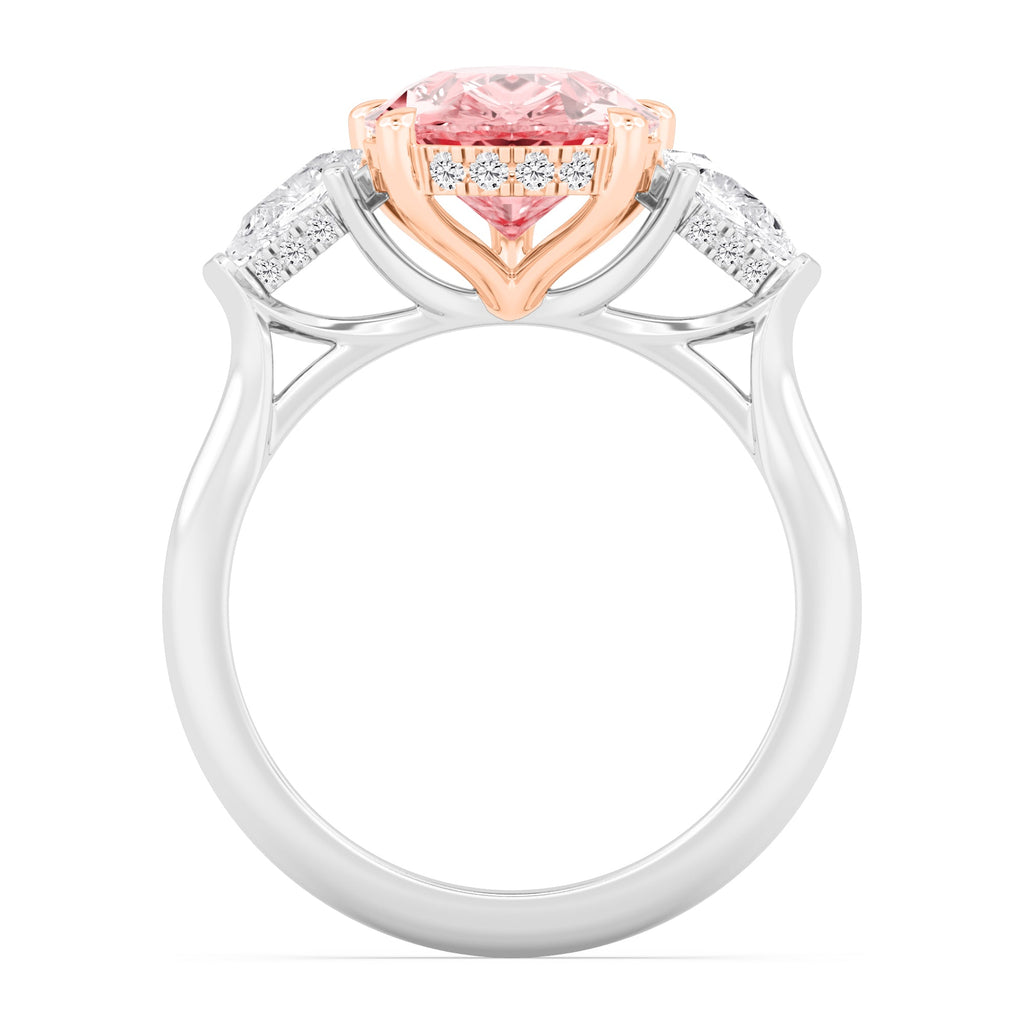 4.88ctw Pear shape Pink Lab Grown Diamond Exceptional Trilogy Engagement Ring