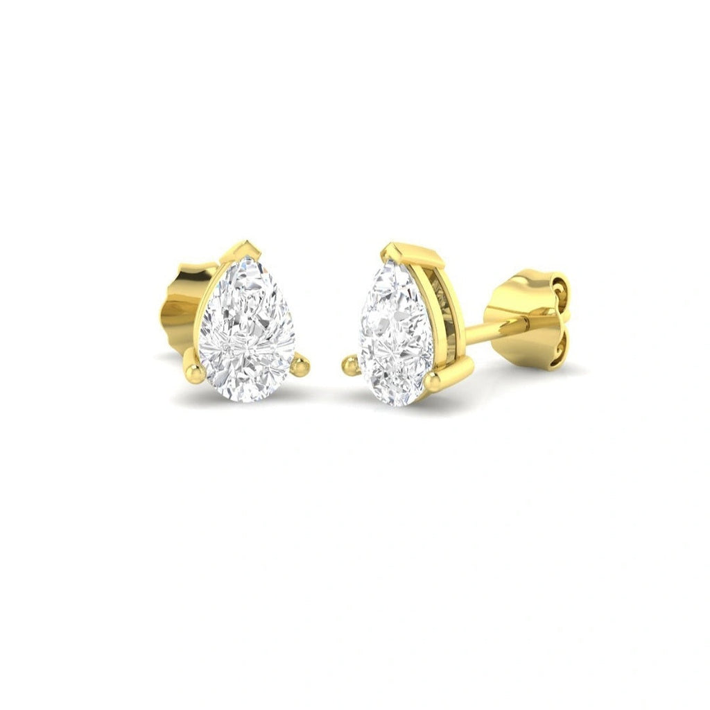 0.58ct Pear cut Lab Grown Diamond Solitaire Earrings in 9k Gold