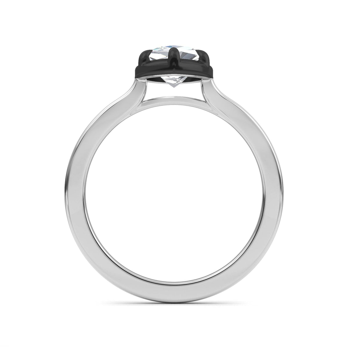 1.30ctw Marquise cut Lab Grown Diamond Blackened Gold Georgian Cut Down Engagement Ring