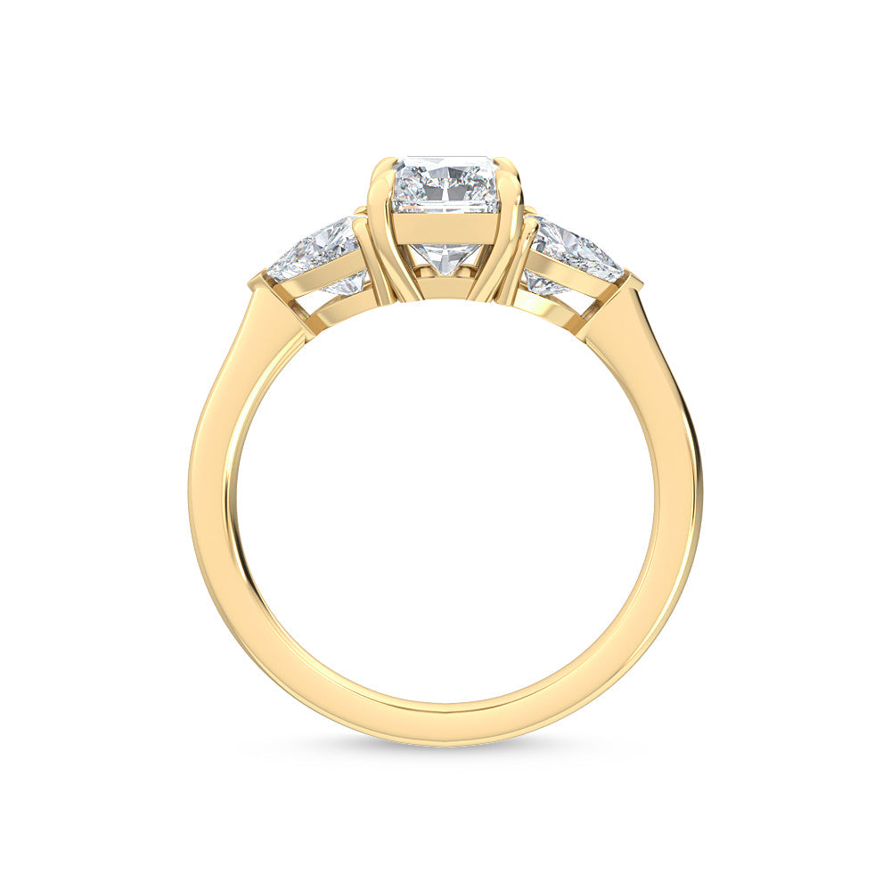 2.00ctw Radiant and Trilliant cut Lab Grown Diamond Trilogy Engagement Ring