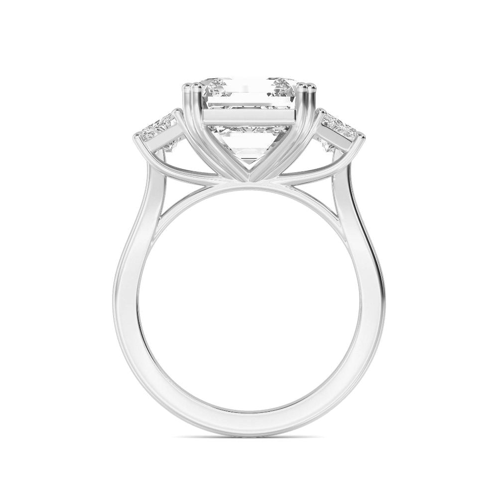 5.90ctw Asscher and Trapezoid cut Lab Grown Diamond Trilogy Engagement Ring