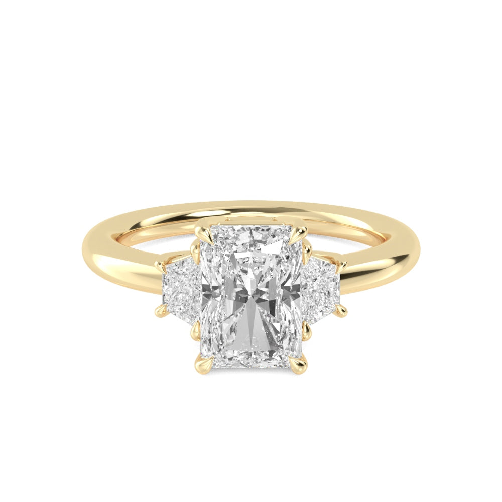 2.50ctw Radiant and Trapezoid cut Lab Grown Diamond Trilogy Engagement Ring