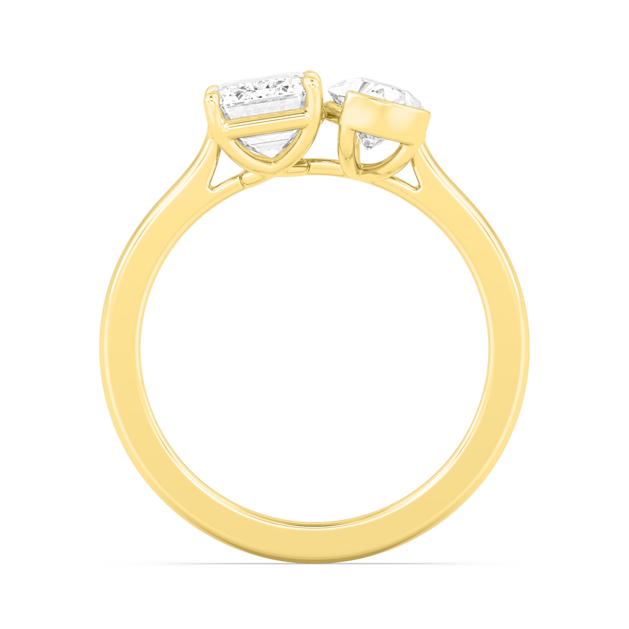 3.00ctw Emerald cut and Pear Lab Grown Diamond Toi et Moi Engagement Ring
