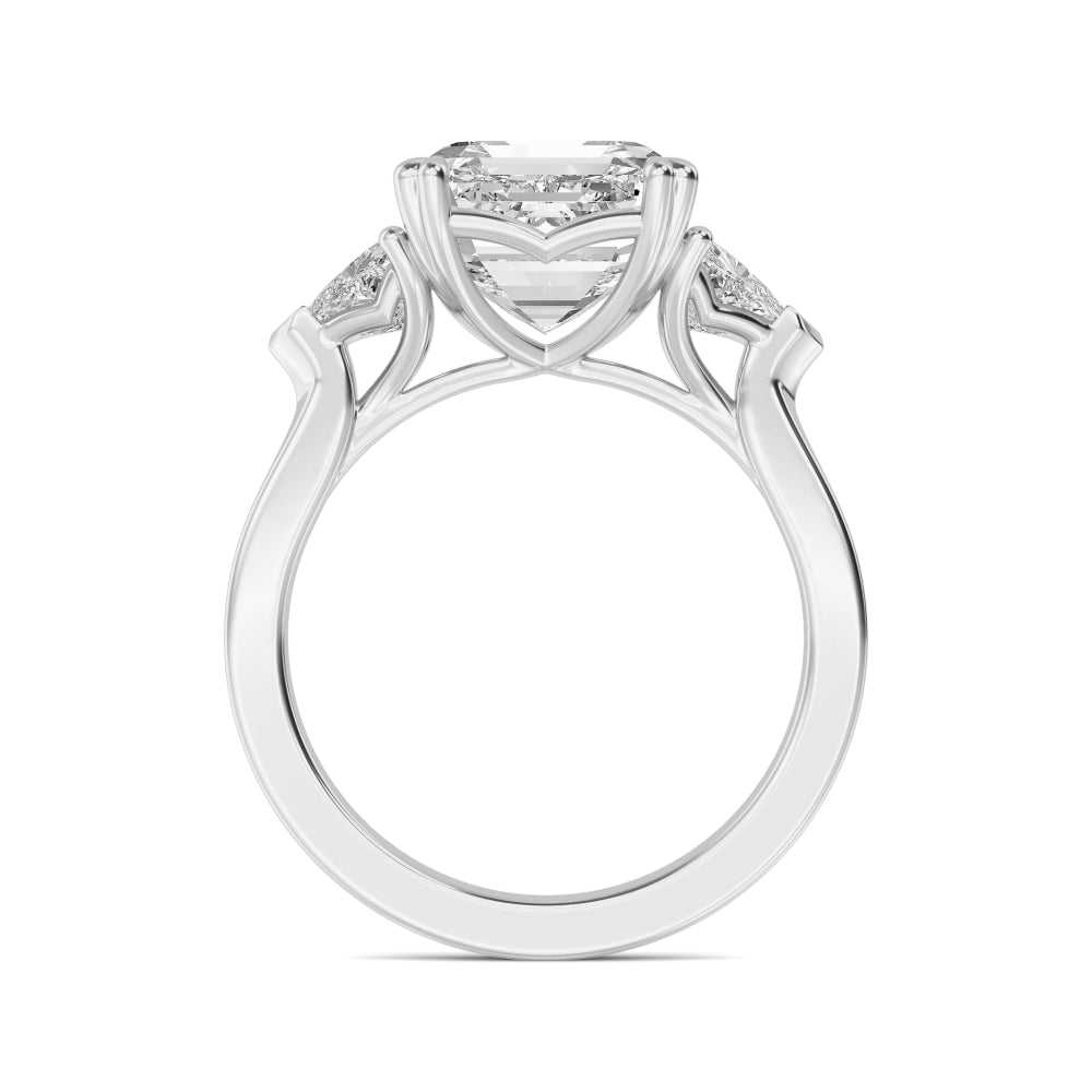 4.00ctw Asscher cut and Trilliant Lab Grown Diamond Trilogy Engagement Ring