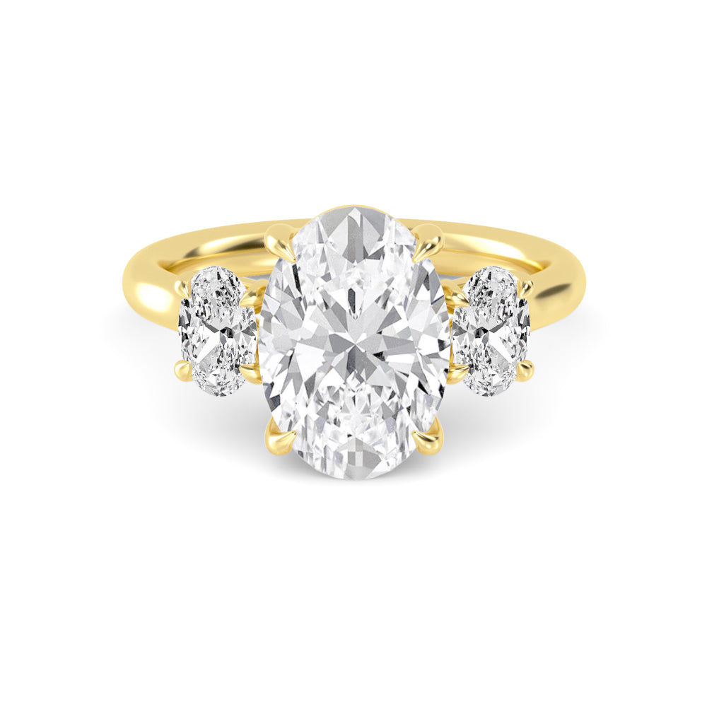 3.70ctw Oval cut Lab Grown Diamond Trilogy Engagement Ring