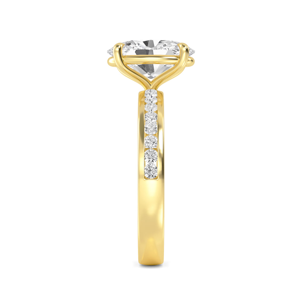 3.20ctw Oval cut Lab Grown Diamond Channel Set Engagement Ring