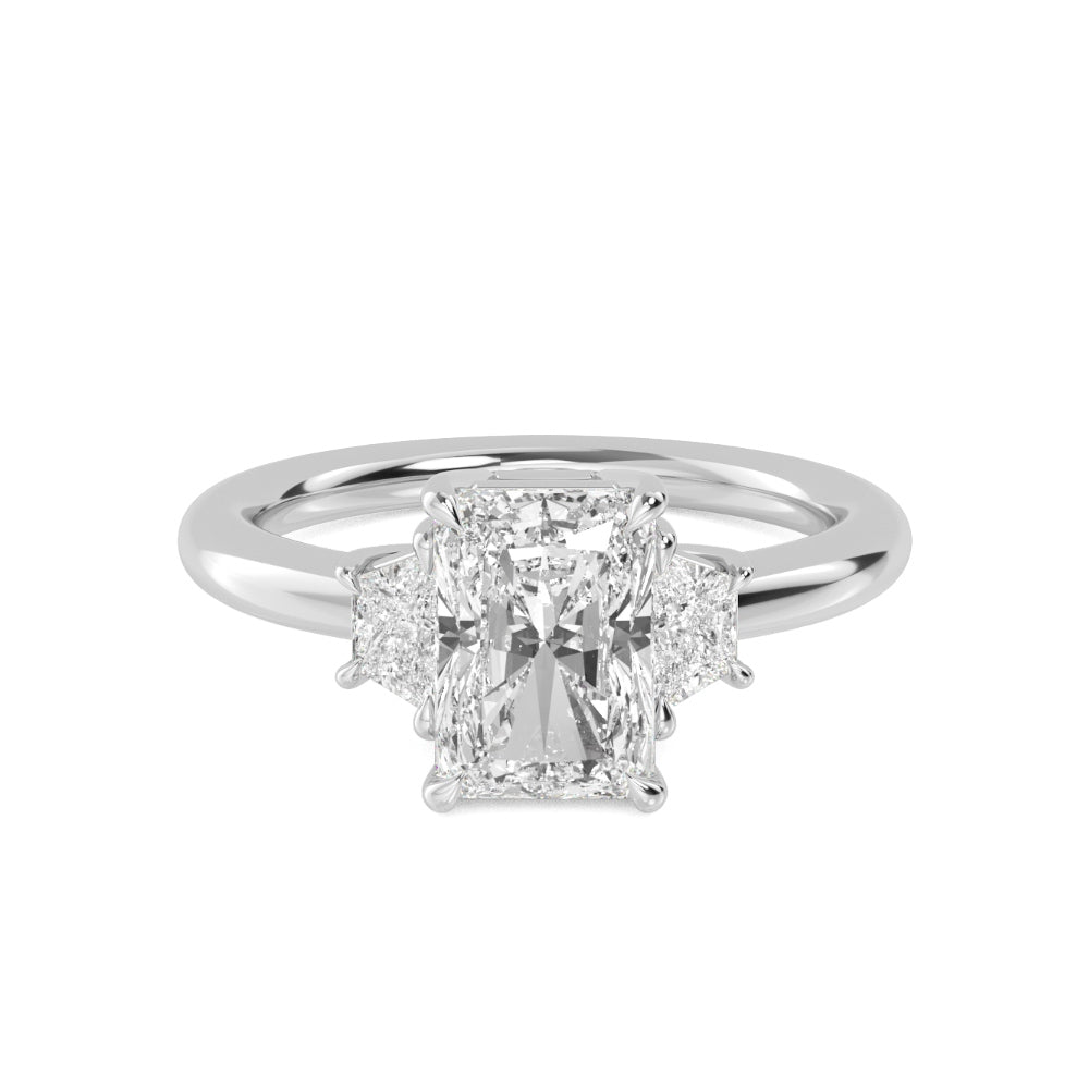 2.50ctw Radiant and Trapezoid cut Lab Grown Diamond Trilogy Engagement Ring