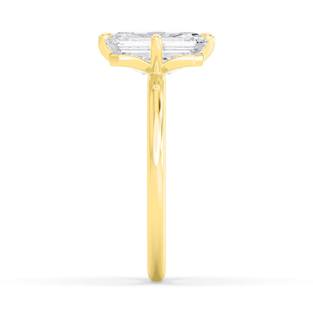 3.00ct Emerald cut Lab Grown Diamond Solitaire Compass Engagement Ring