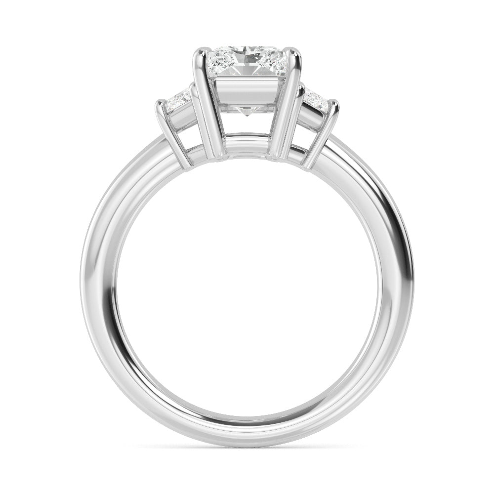 2.50ctw Radiant and Trapezoid cut Lab Grown Diamond Trilogy Engagement Ring