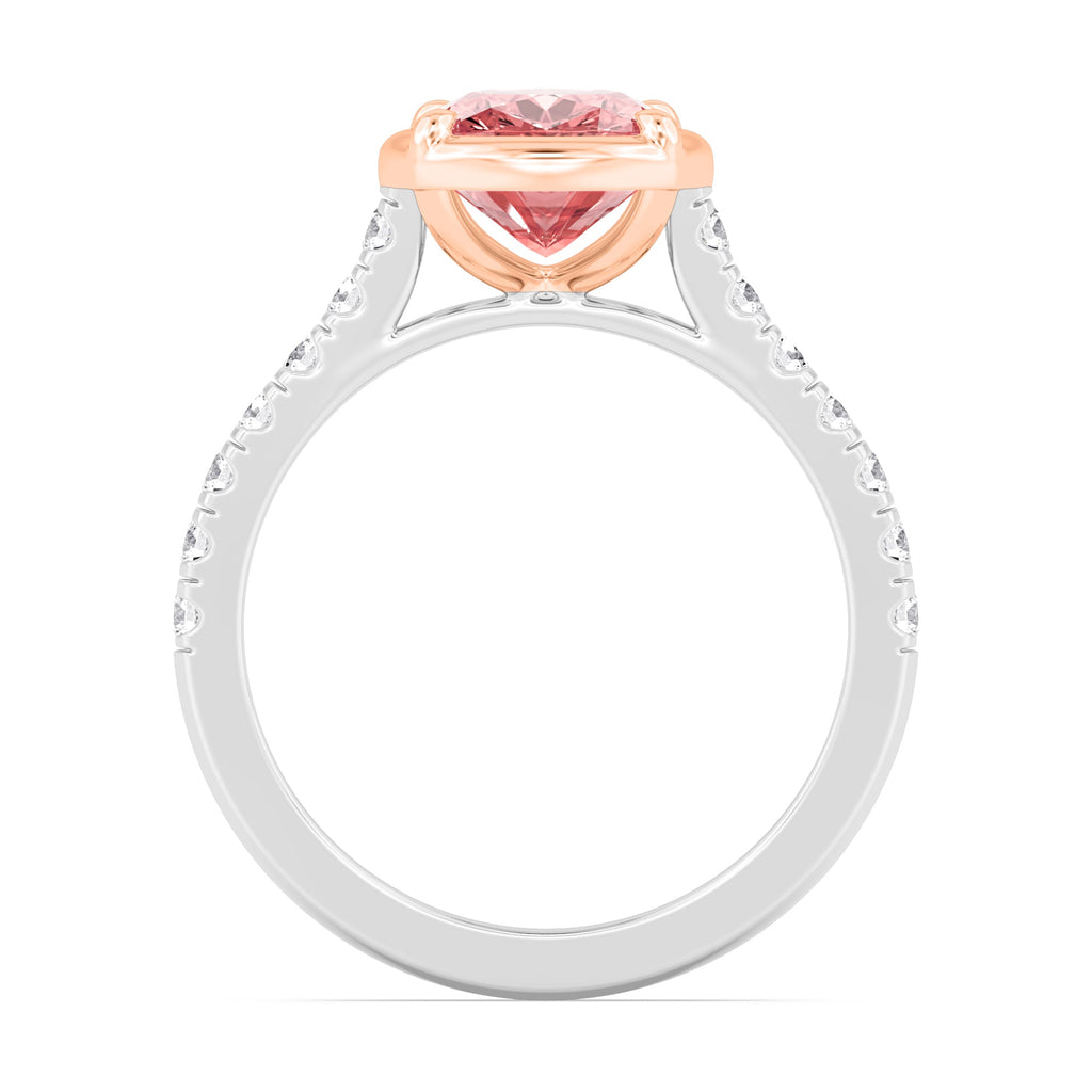 3.00ctw Cushion cut Pink Lab Grown Diamond Georgian Bezel Engagement Ring