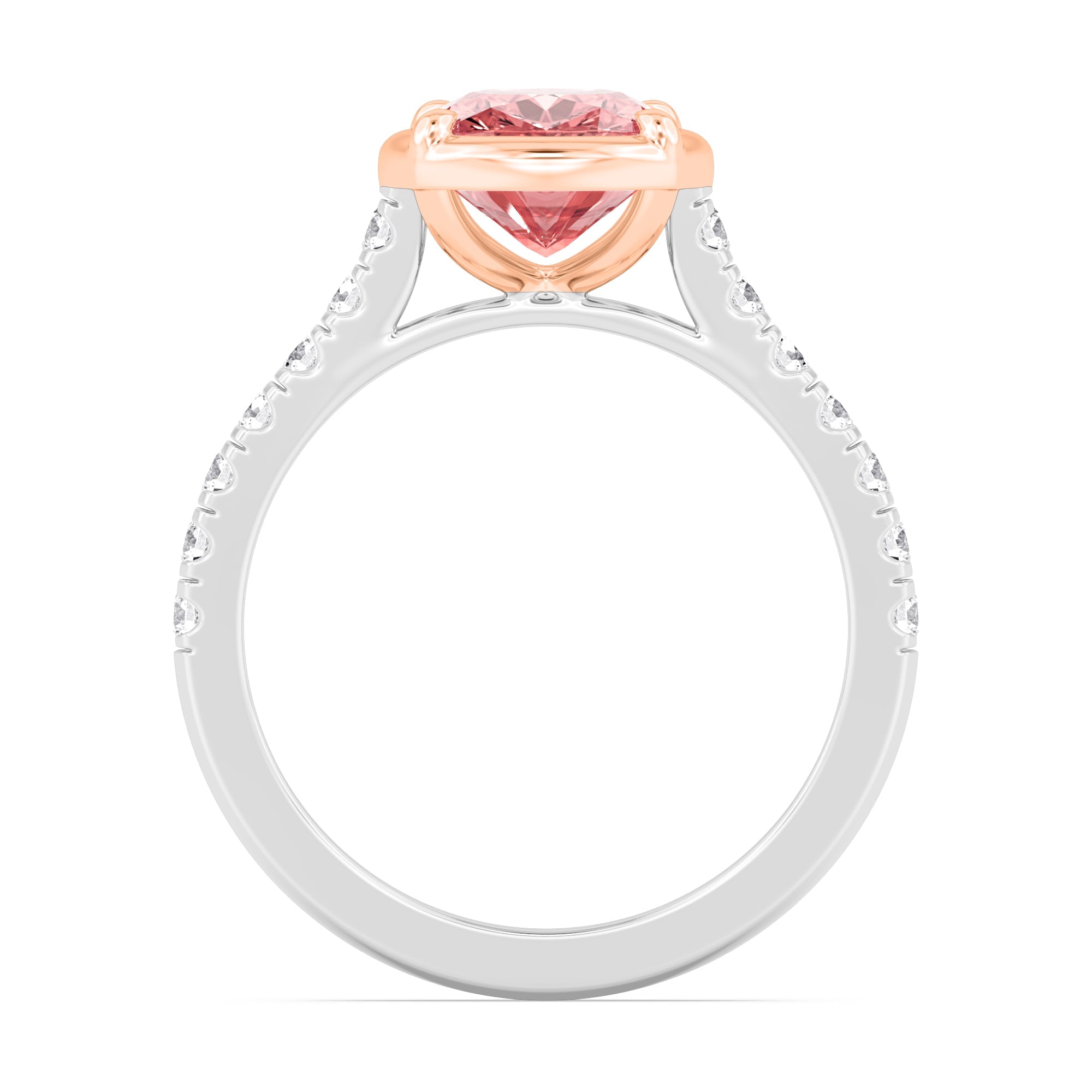 3.00ctw Cushion cut Pink Lab Grown Diamond Georgian Bezel Engagement Ring