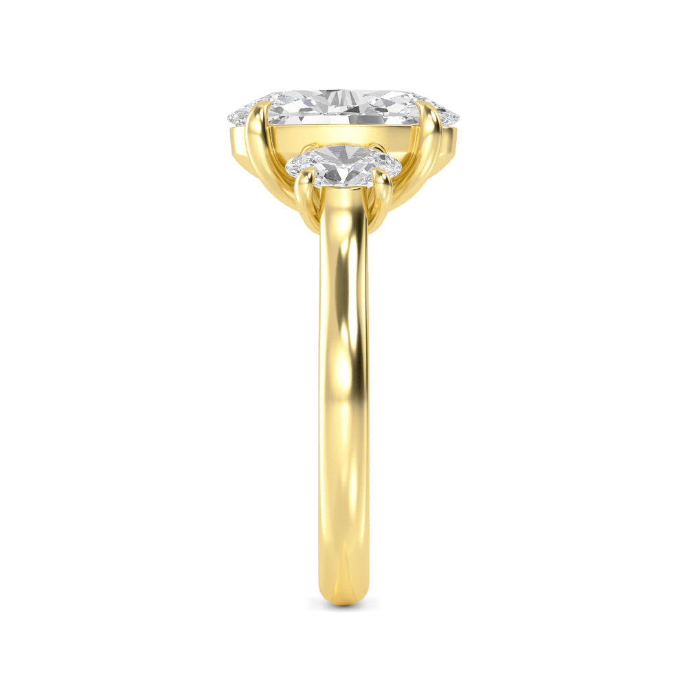 3.70ctw Oval cut Lab Grown Diamond Trilogy Engagement Ring