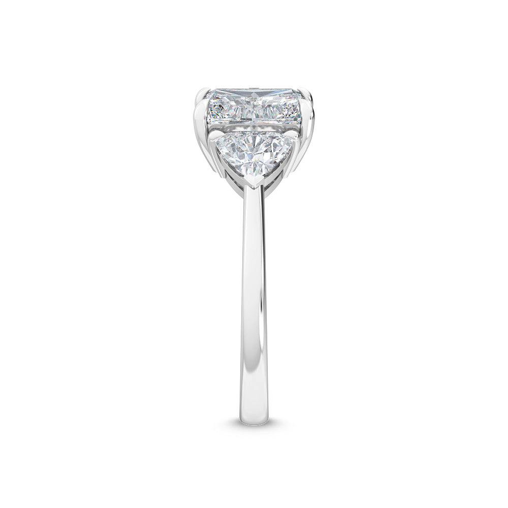 2.00ctw Radiant and Trilliant cut Lab Grown Diamond Trilogy Engagement Ring