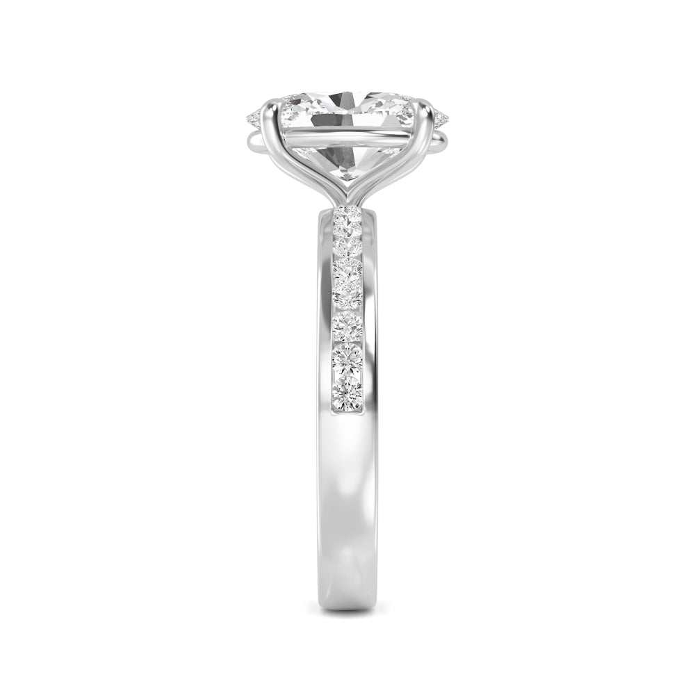 3.20ctw Oval cut Lab Grown Diamond Channel Set Engagement Ring