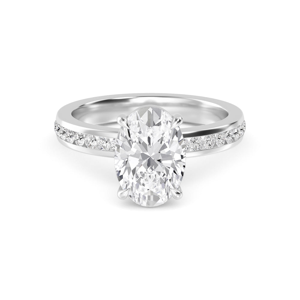 3.20ctw Oval cut Lab Grown Diamond Channel Set Engagement Ring