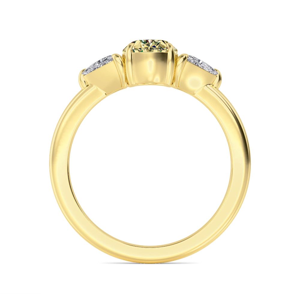 2.00ctw Oval cut Yellow Lab Grown Diamond Trilliant Trilogy Engagement Ring