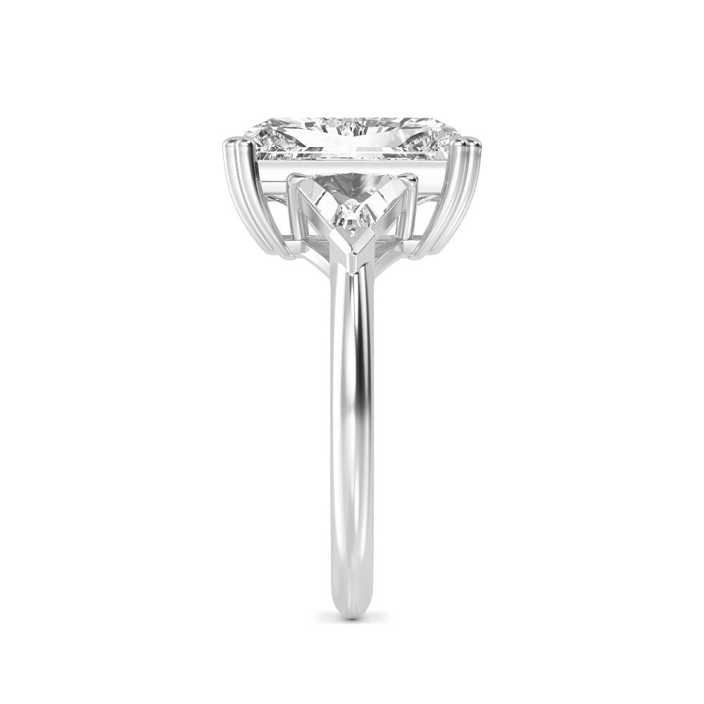 5.80ctw Radiant and Trilliant cut Lab Grown Diamond Trilogy Engagement Ring