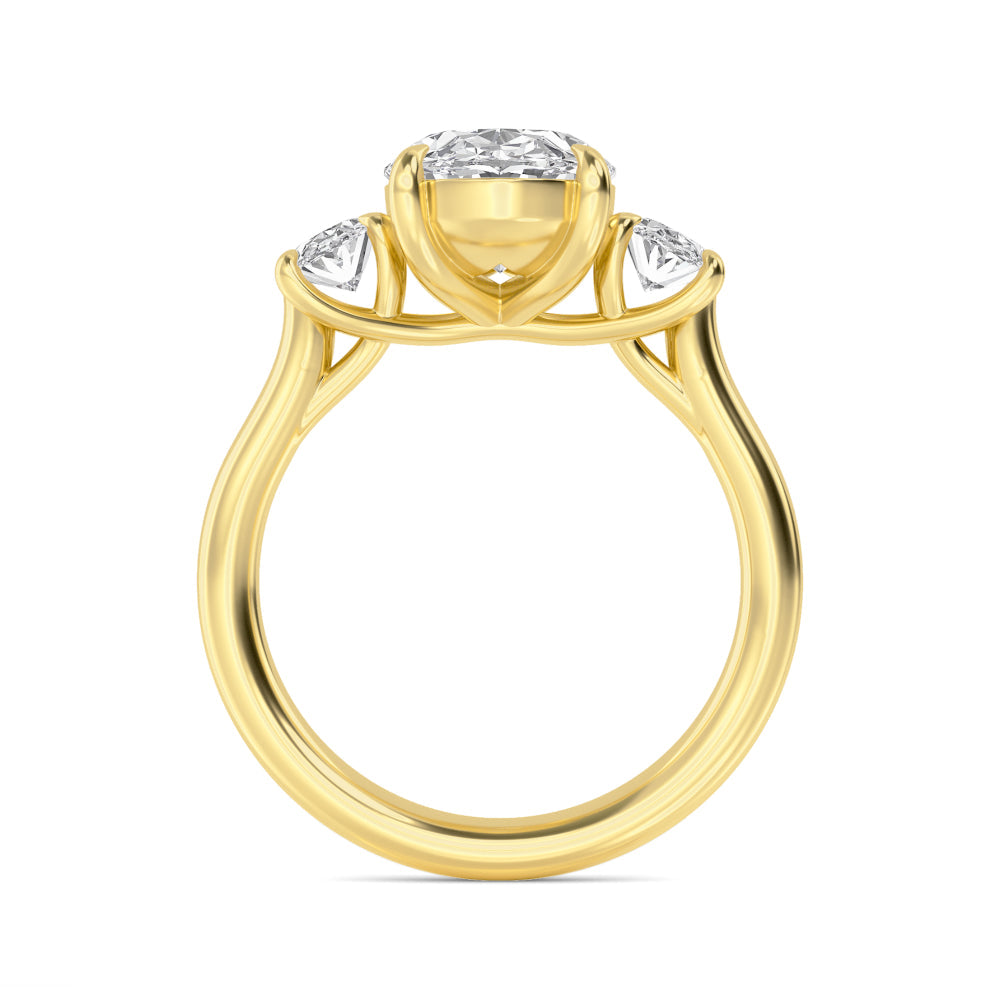 3.70ctw Oval cut Lab Grown Diamond Trilogy Engagement Ring