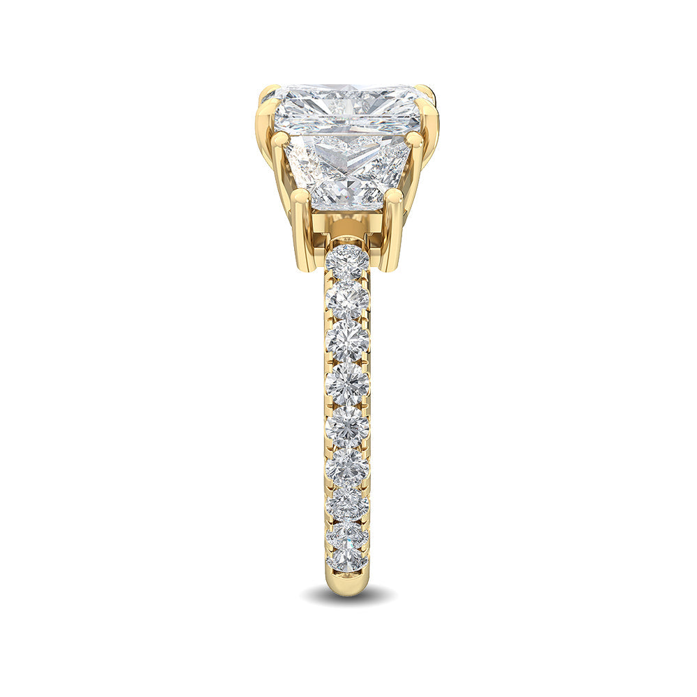 2.85ctw Radiant and Trapezoid cut Lab Grown Diamond Trilogy Engagement Ring