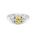 2.00ctw Oval cut Yellow Lab Grown Diamond Trilliant Trilogy Engagement Ring