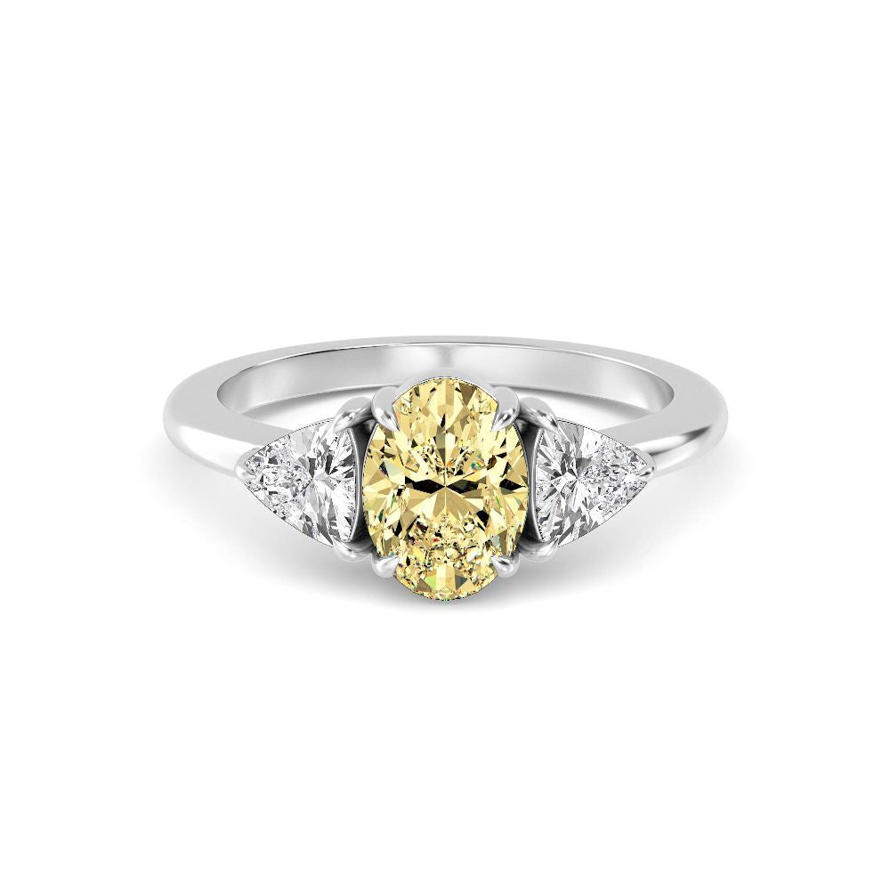 2.00ctw Oval cut Yellow Lab Grown Diamond Trilliant Trilogy Engagement Ring