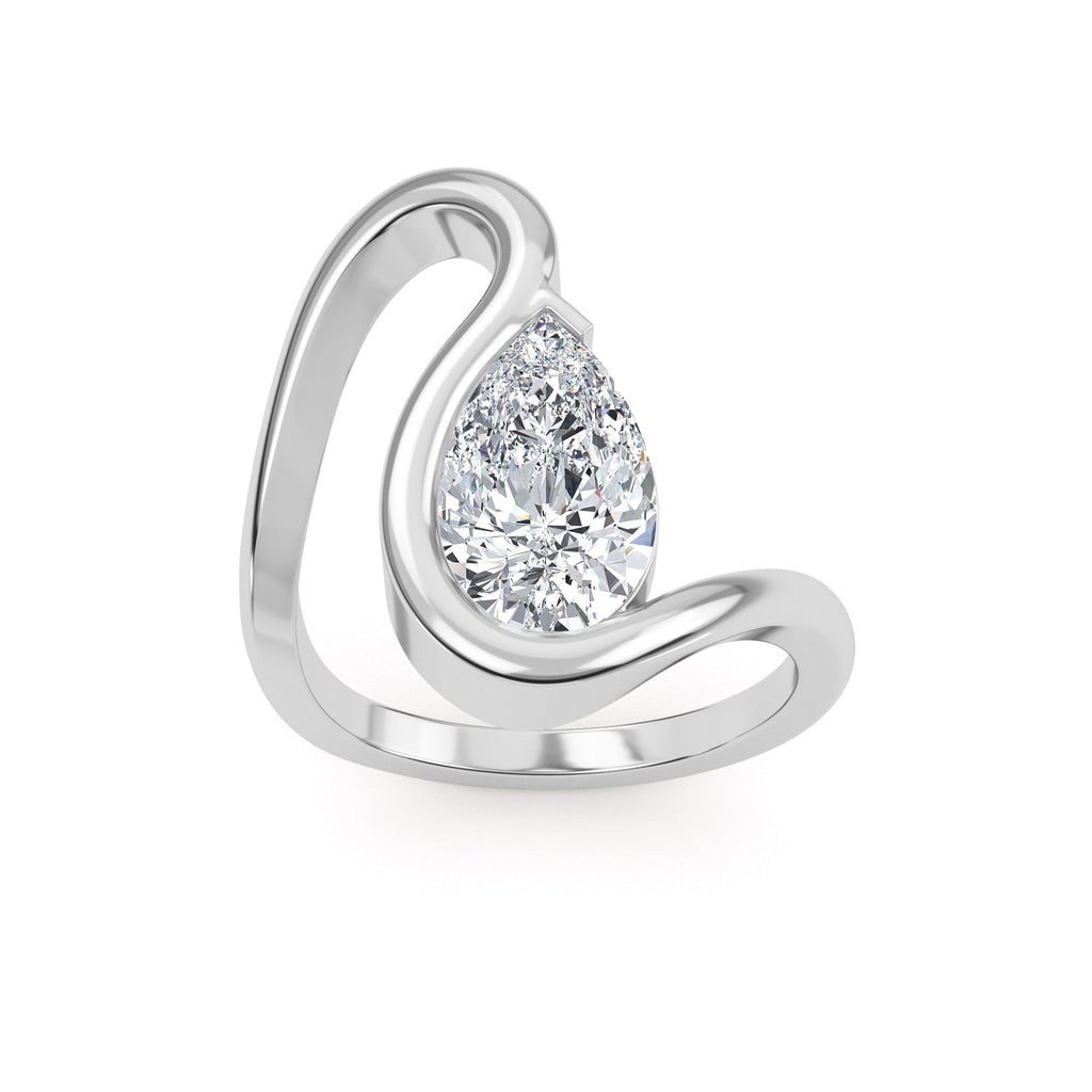 2.00ctw Pear cut Lab Grown Diamond Wave Engagement Ring