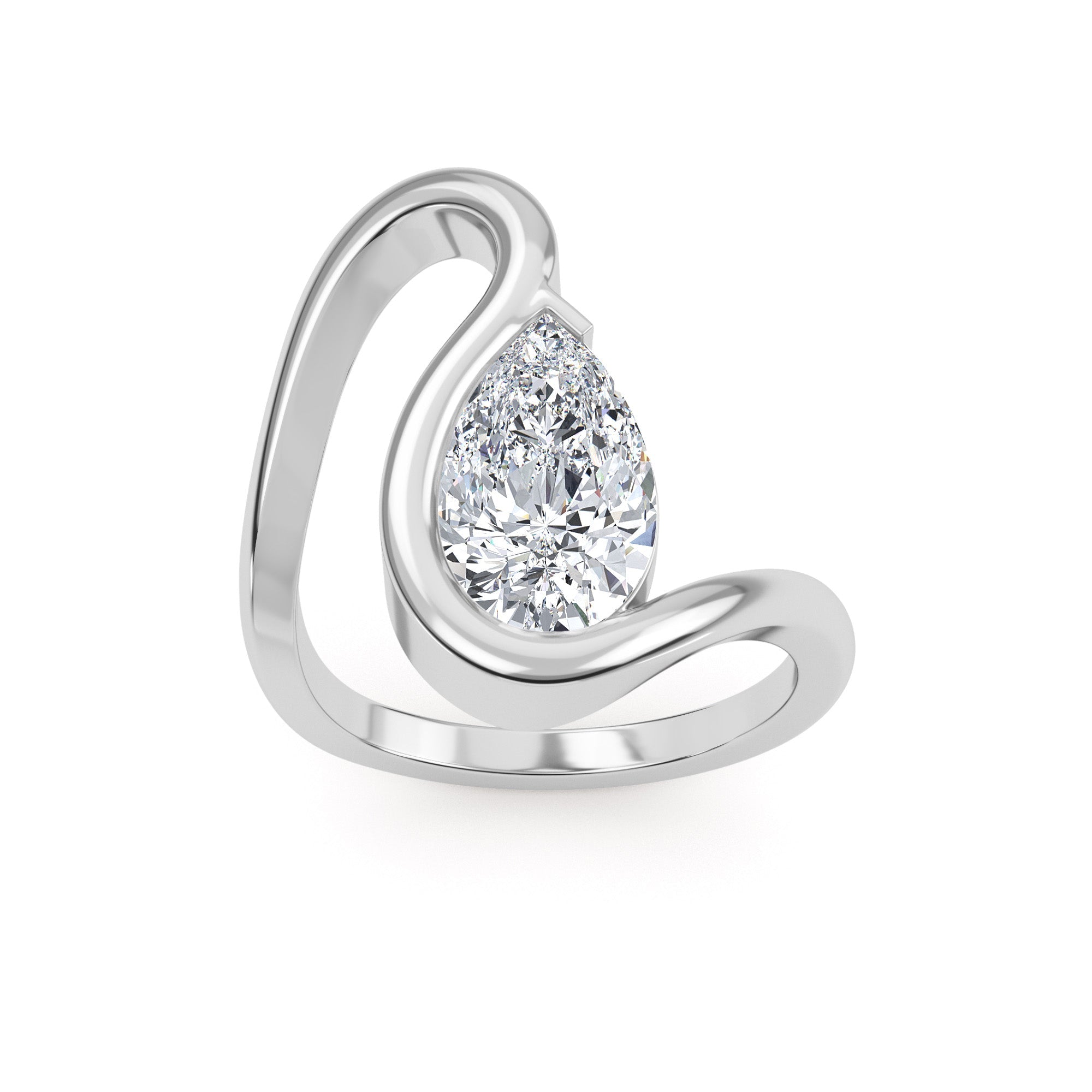 2.00ctw Pear cut Lab Grown Diamond Wave Engagement Ring