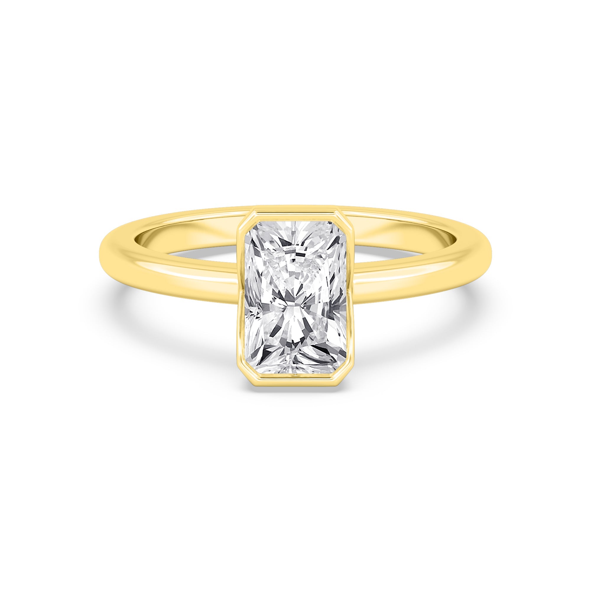 1.50ct Radiant cut Lab Grown Diamond Bezel Solitaire Engagement Ring