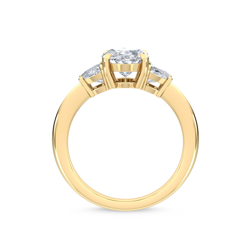 3.00ctw Oval and Half Moon cut Lab Grown Diamond Trilogy Engagement Ring