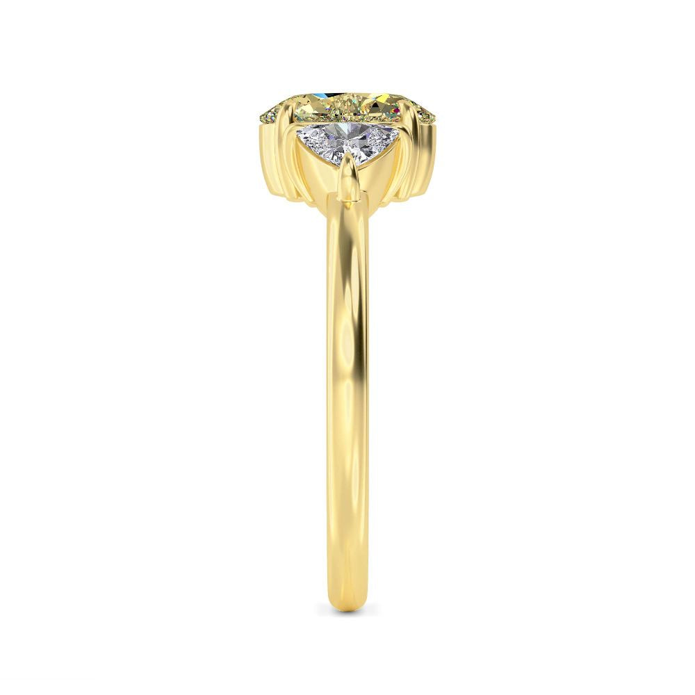 2.00ctw Oval cut Yellow Lab Grown Diamond Trilliant Trilogy Engagement Ring